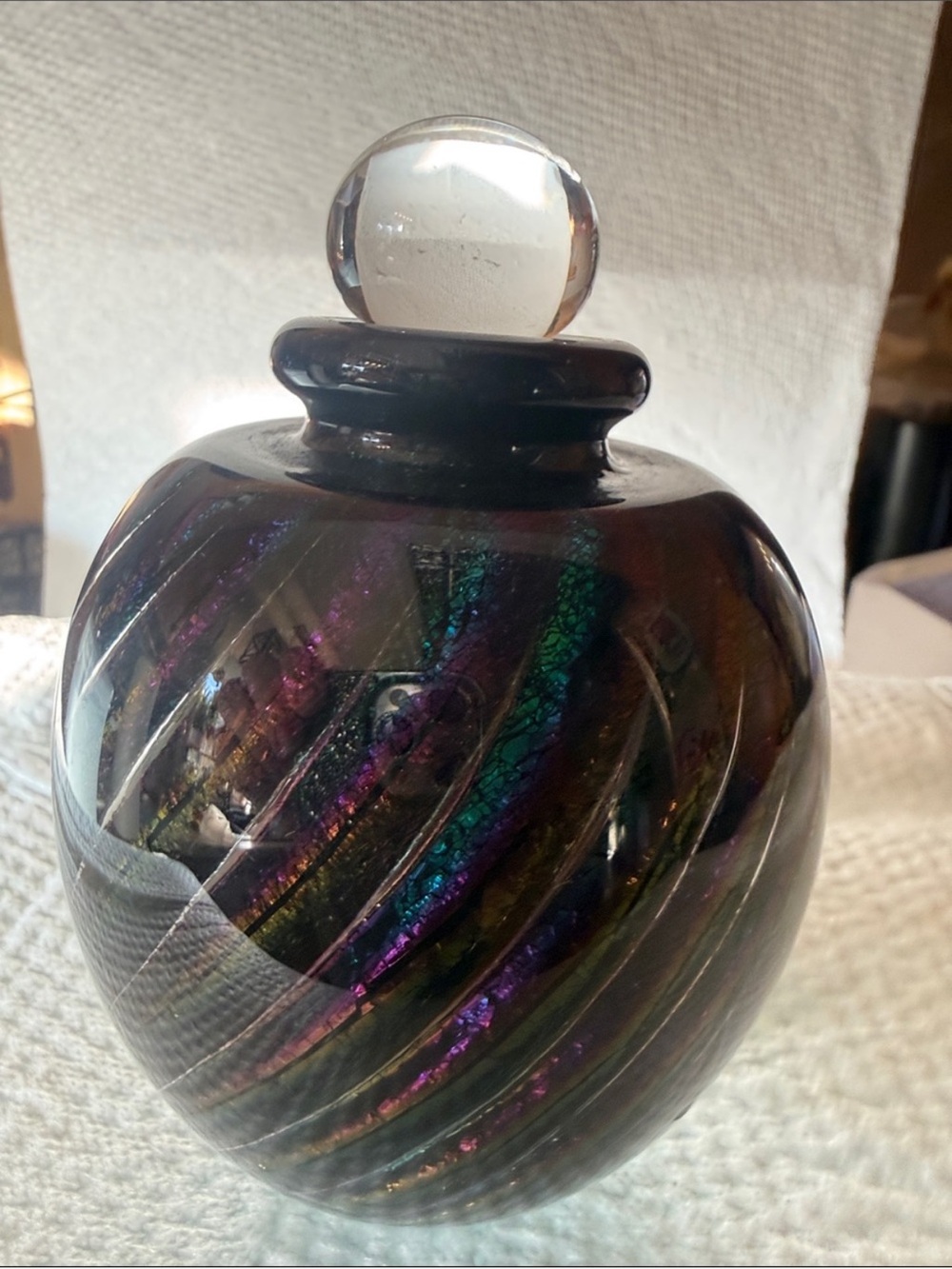 Robert Eickholt 1989 Signed Art Glass Perfume Bottle Iridescent Dichroic - Picture 2 of 8